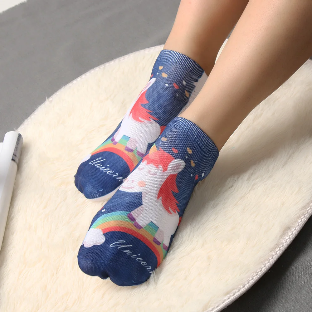 Fashion Women Men socks 3D Unicorn Cartoon Animals Harajuku Sock Unisex Low Cut Boat Ankle Socks