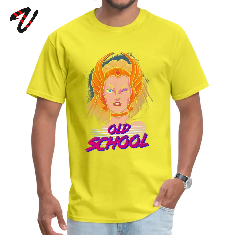 comfortable Shera Old School Man T-shirts 2019 Hot Sale VALENTINE DAY Short Sleeve O Neck 100% Cotton Tops Shirts Normal T Shirt Shera Old School -23499 yellow