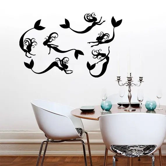 

Pretty Mermaid Nymph Wall Mural Tail Deep Sea Aniaml Series Wall Mural Kids Bedroom Art Cute Decor Wall Sticker Decals Y-926