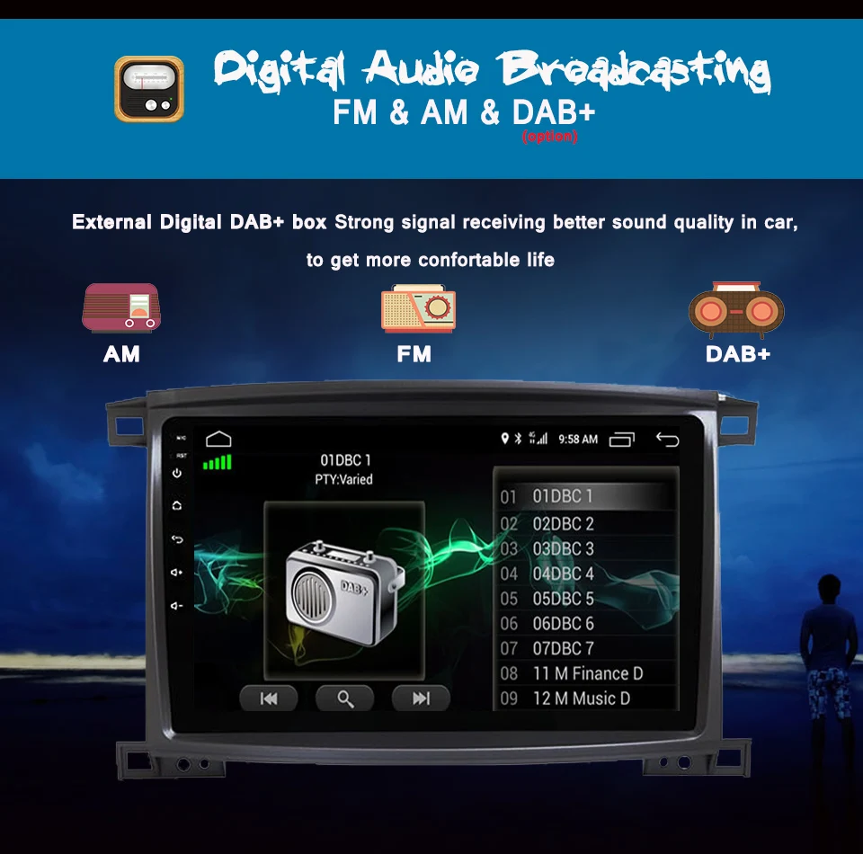 Sale Android 9.0 CAR DVD PLAYER FIT FOR Toyota Land Cruiser/ Landcruiser 100/ LC100 Car Audio Multimedia player SAT Navi DAB+ Radio 3