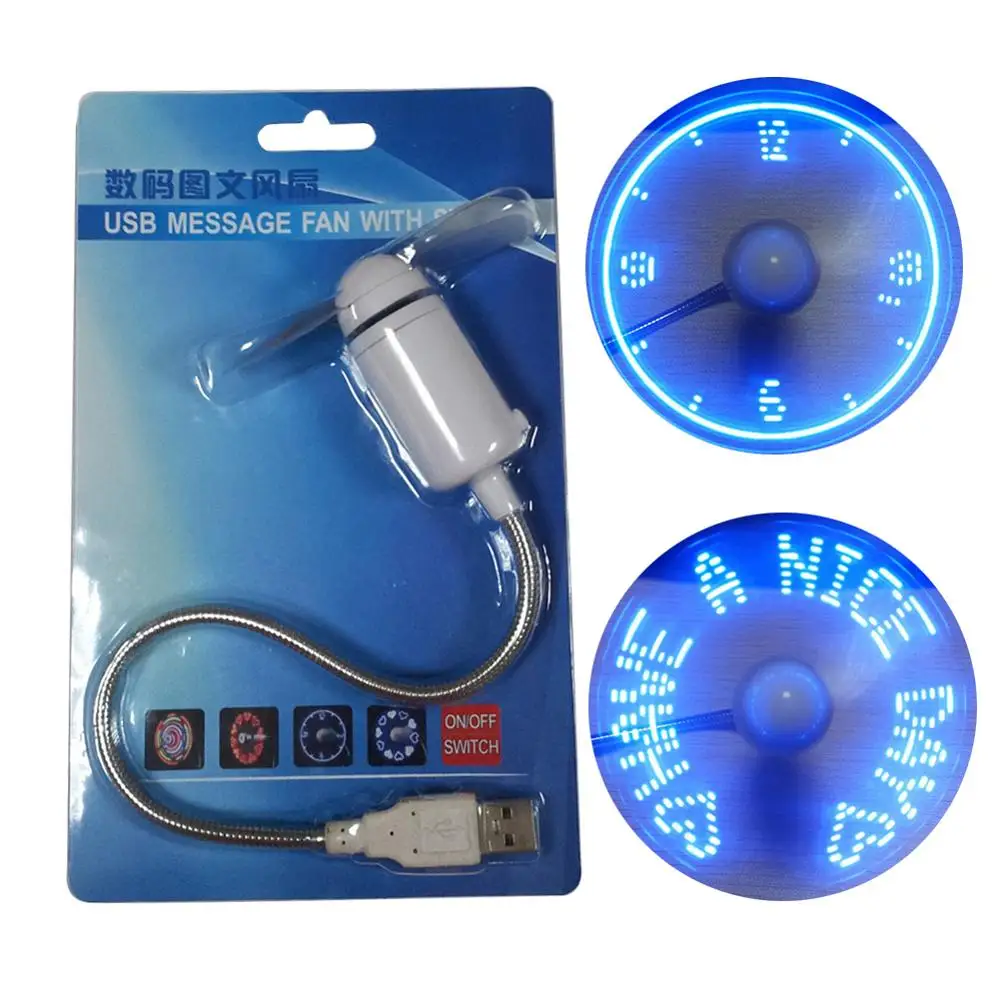 

Creative Round Clock Shape Handheld USB Mini Cooling Fan with LED Light Gift