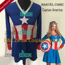 Free Shipping DHL Halloween Costumes For Women Captain America Fancy Dress American Dream Adult Womens Zentai Costume SHS802