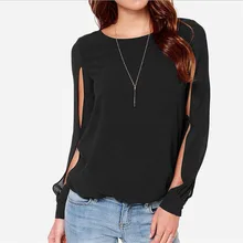 10 шт/лот Женская модная шифоновая рубашка с длинным рукавом Сексуальная Повседневная рубашка женские топы Blusas топы