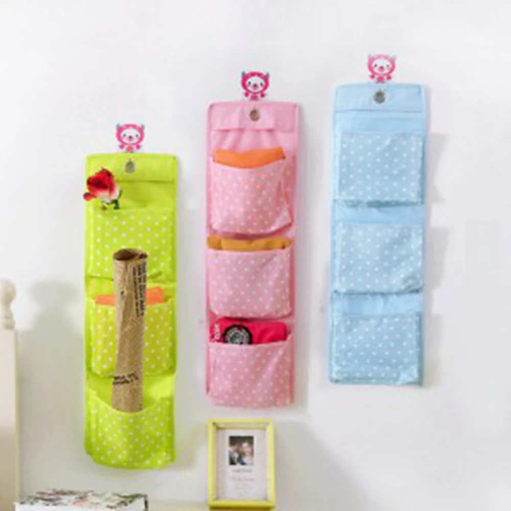 

2 3 4 Pockets Dots Waterproof Oxford Cloth Door Back Wall Bedside Cabinet Grocery Hanging Organizers 2017 Spring Summer New