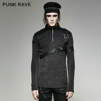 

Punk Rave Mens Sweater Punk Vintage Heavy Metal Hip Hop Streetwear Personality Winter Sweater for Men