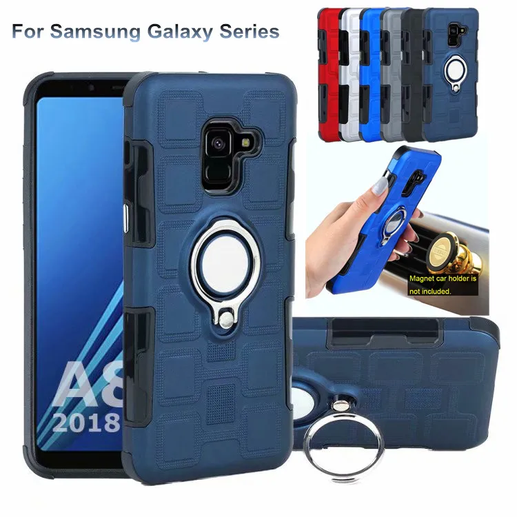 

For Samsung Galaxy A8 2018 plus/J7 Prime/J7 Sky Pro/ J7 Perx/ Halo Shockproof 360 Degree Ring Holder Stand Protective Case Cover