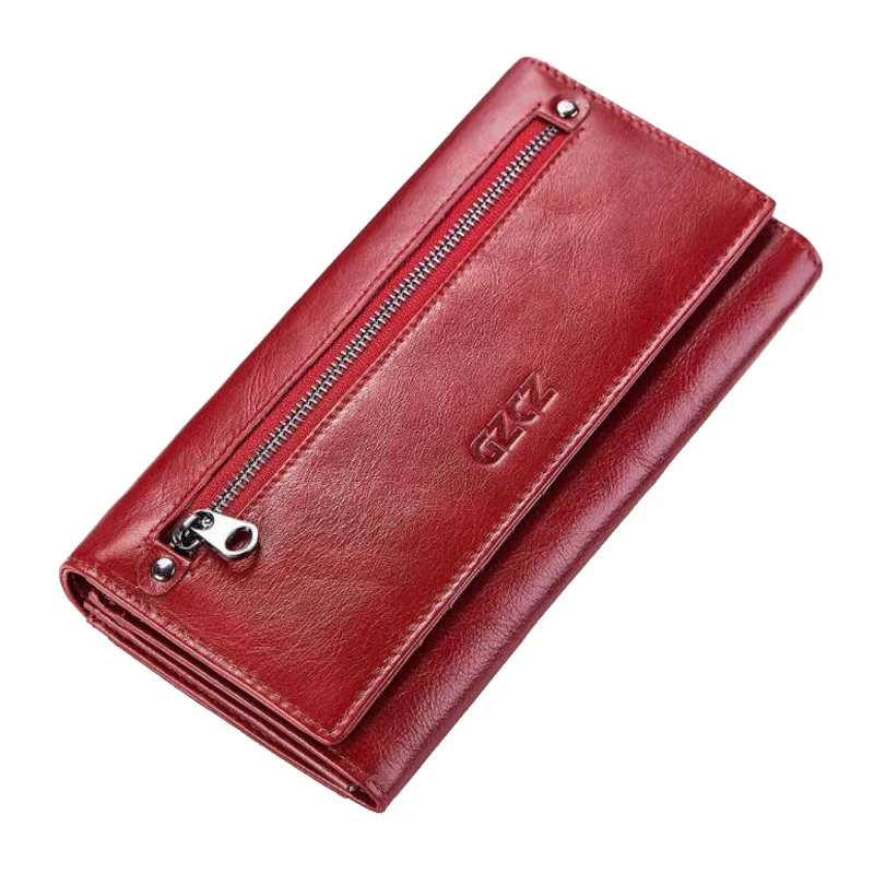 

Western Anti-theft Brush Genuine Leather Women Wallet Multifunctional Long Cow Leather Women Purse