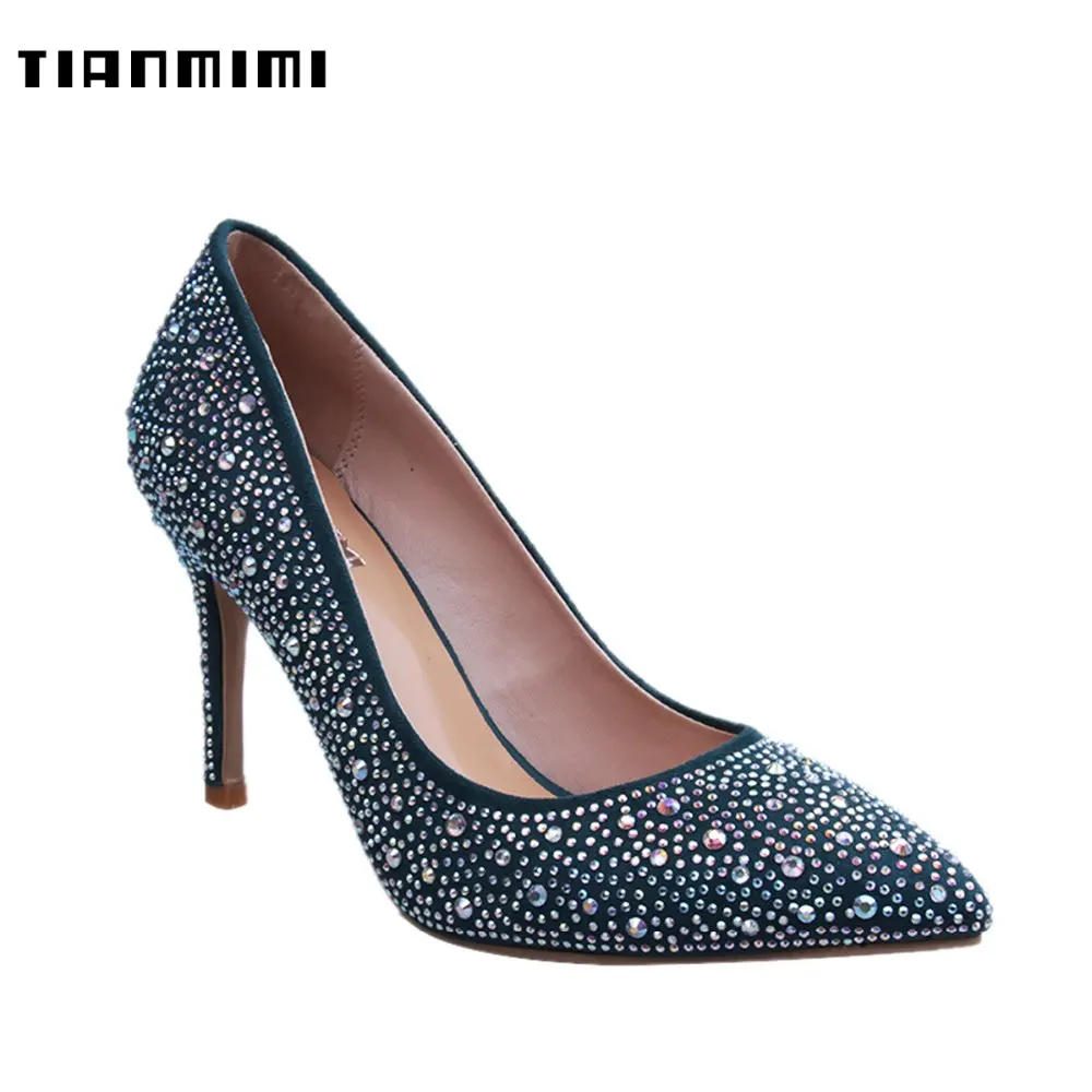 TIANMIMI Women Sexy High Heels Rhinestone Heels Ladies Wedding Shoes Fashion Party Spring Summer Fenty Beauty Pumps Women Shoes Women's Shoes