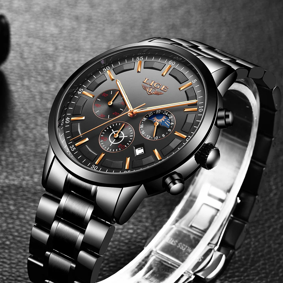 LIGE Новая мода часы человек лучший бренд класса люкс сталь полный Бизнес повседневные часы мужские водонепроницаемые часы спортивные Relogio