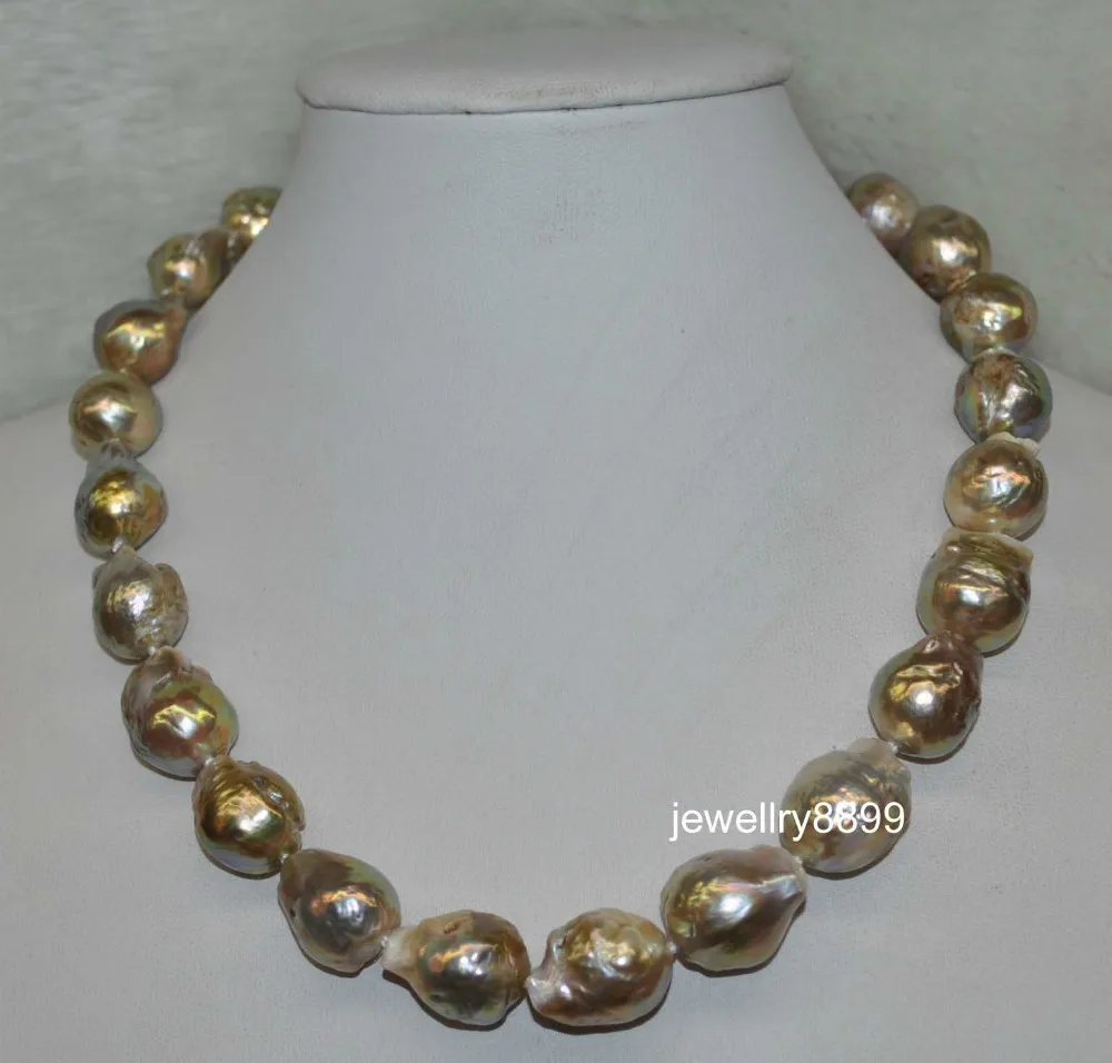 

Hot sell Noble- hot sell new - S1206 GORGEOUS! Natural Rainbow green purple 16*19mm KASUMI Pearl Necklace