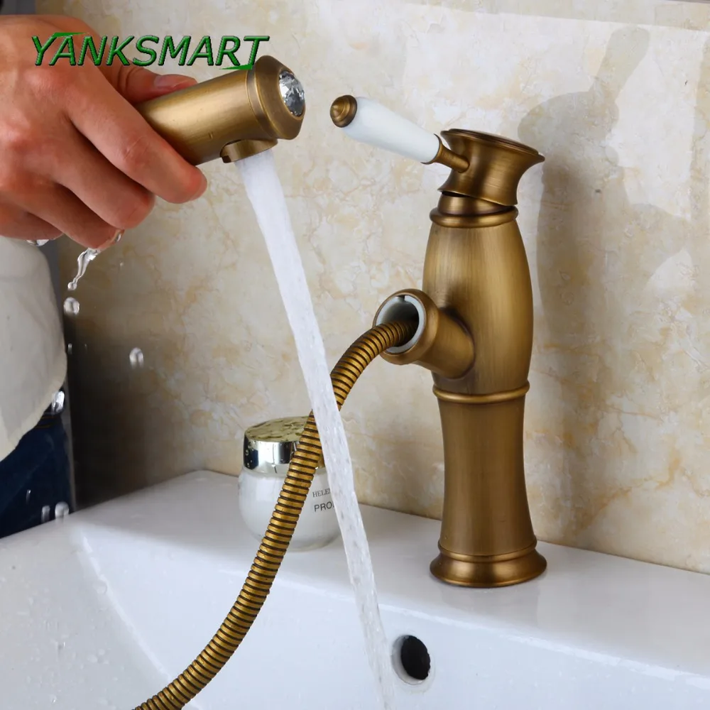 YANKSMART настенное крепление античный латунный Алмазный вытягивающийся умывальник