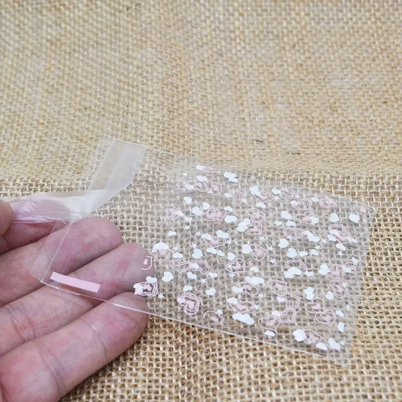 50 Pcs 7*10cm/7*7cm  Cute Pink Bow Design Cake Gift Packages OPP Bags Plastic Candy Cookies Biscuits Bags Wedding Party Supplies 