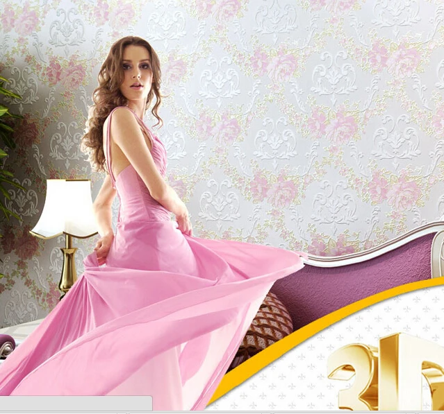 

3D three-dimensional relief of European non-woven wallpaper warm living room bedroom TV background wallpaper pastoral
