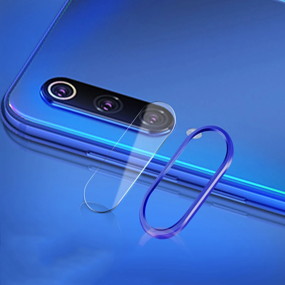 Для Xiaomi mi 9 mi 9 SE Защитная пленка для объектива камеры из закаленного стекла Защитная пленка для объектива камеры чехол с металлическим кольцом - Цвет: Синий