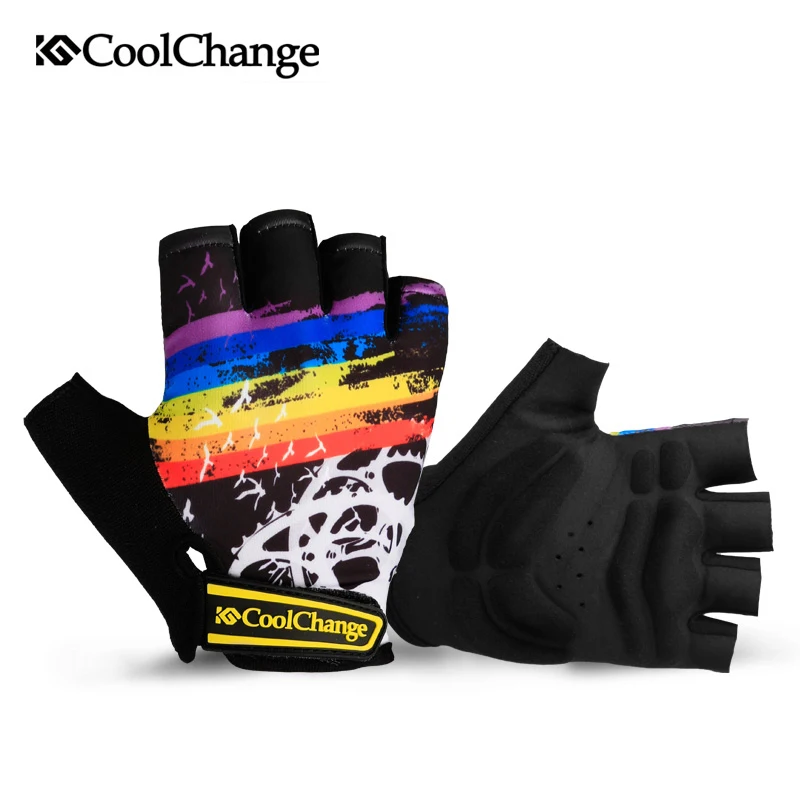CoolChange bicicleta Guantes de dedo medio verano deportes bicicleta Guantes de esponja a prueba de golpes a prueba transpirable MTB bicicleta Guantes de Ciclismo
