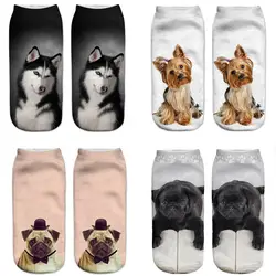 Модные 3D милые короткие носки женские Харадзюку принтом милых животных Теплые ботильоны забавные носки для женщин Подарки для девочек на
