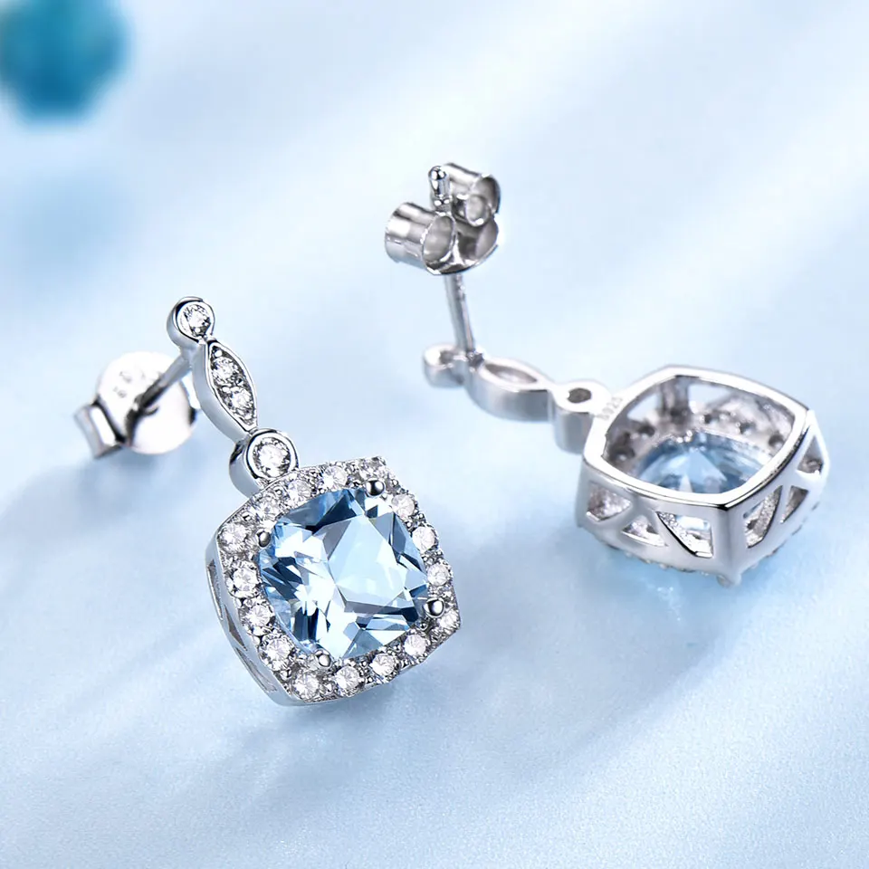 UMCHO оригинальные серьги из стерлингового серебра 925 пробы,, создаваемые нано-небо, серьги с голубым топазом, подарок на помолвку для женщин, ювелирные украшения