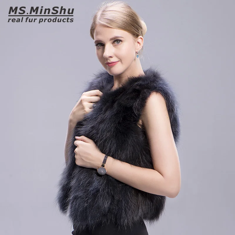raccoon fur vest grey 3