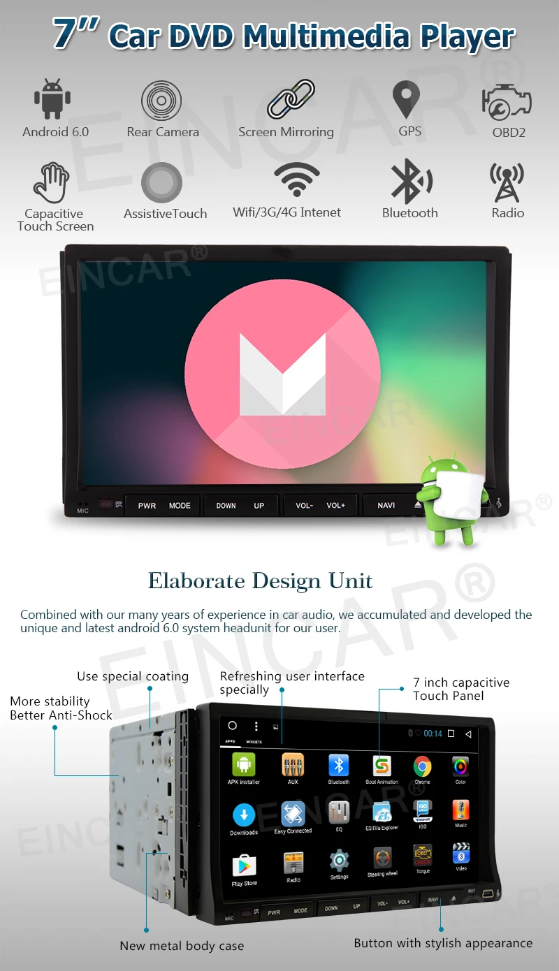 Discount Android 6.0 3G WIFI 7" Double 2DIN Car Radio Stereo DVD Player GPS Nav BT CAMERA 1