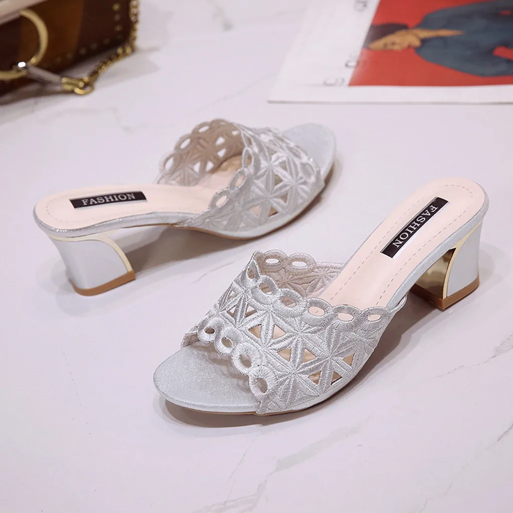 Женская повседневная обувь с вышивкой без шнуровки; женские пляжные сандалии ярких цветов с открытым носком на квадратном каблуке с цветочным принтом обувь в римском стиле; s# smt