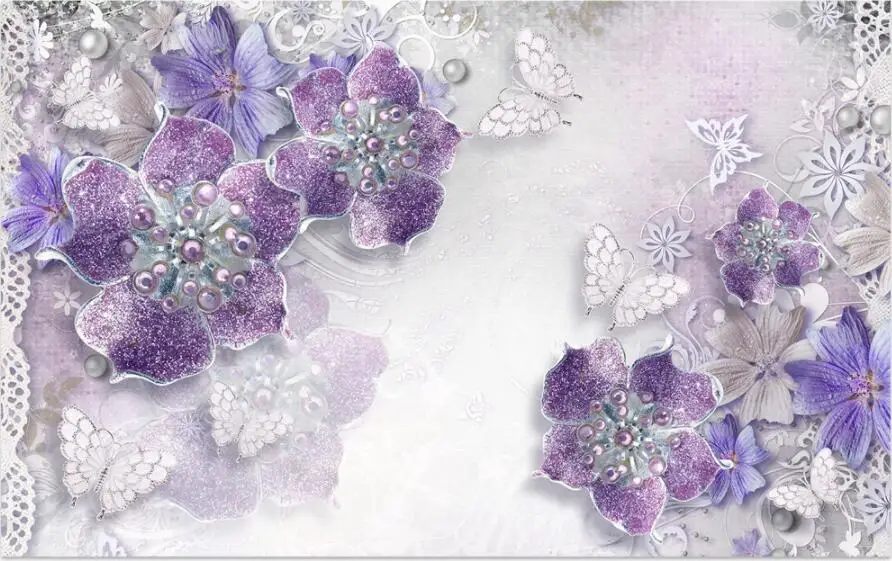 Beibehang Благородный Великолепный фиолетовый Европейский 3d цветок ТВ фон пользовательские фото обои большие настенные наклейки