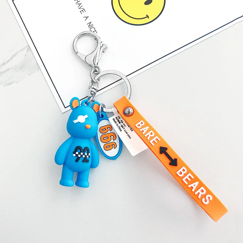 Модный креативный милый медвежонок, брелок для ключей с кроликом, брелок для ключей, Ms. Bag Подвесные Подарки - Цвет: Синий