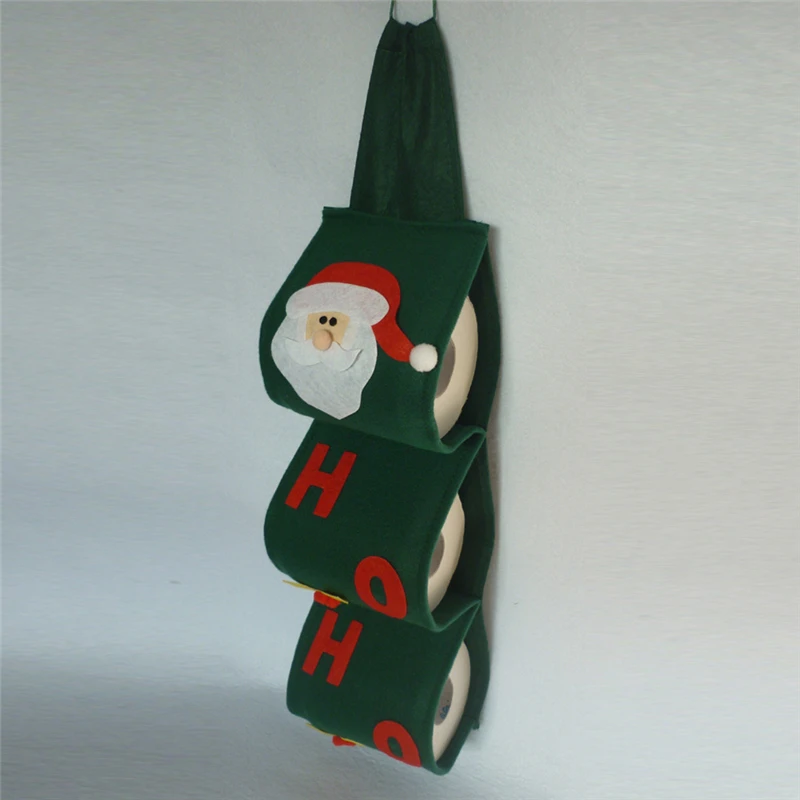 

. New 1pcs Santa Claus Towel Sets Covers Christmas Holiday Party Toilet Paper Holders Green Cute Towels For Home Decoration