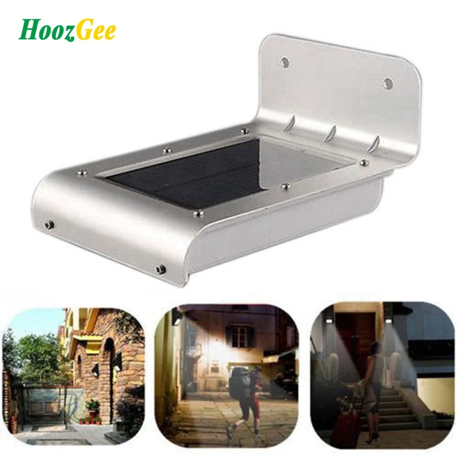 HoozGee Solar Wall Light Outdoor Super Bright Waterproof 16 LED PIR Motion Sensor Security Garden Lighting Patio Lamp