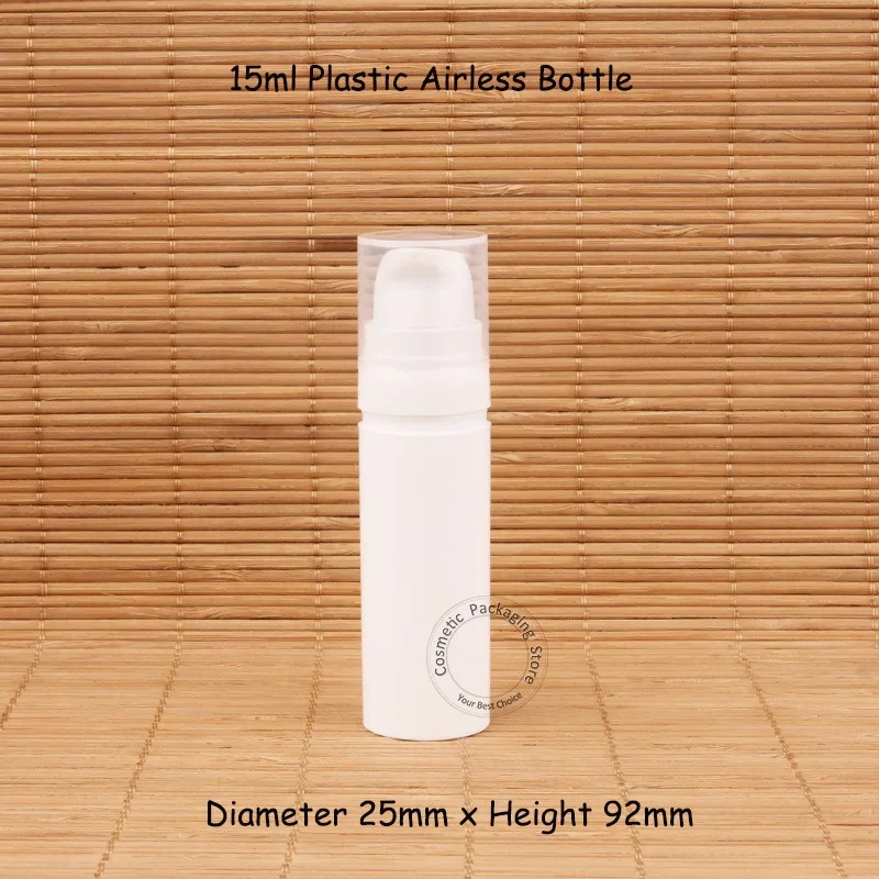 

Free Shipping 50pcs/lot 15ml White Plastic Airless Lotion Pump Spray Bottle 1/2OZ Cream Emulsion Containers Refillable Packaging