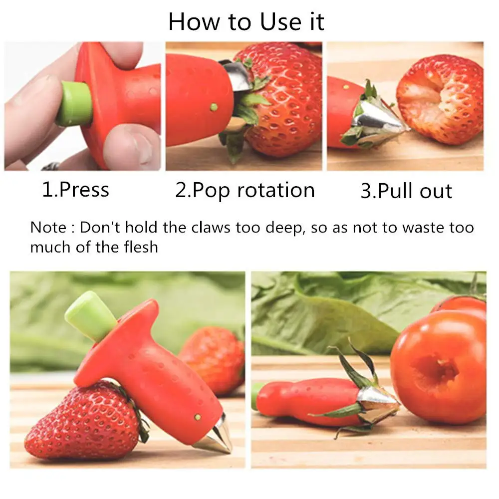Инструмент для удаления чашелистиков с клубники металлические томатные стебли пластиковые фрукты лист Нож стволовых гаджет для удаления Клубничные очистители кухонный инструмент