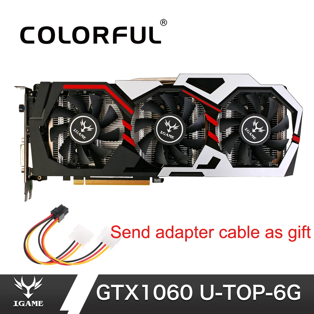 Цветная видеокарта NVIDIA GeForce iGame GTX1060 GPU GDDR5 192 бит PCI E VR Ready 1060 DVI + HDMI 3 * DP для игр на