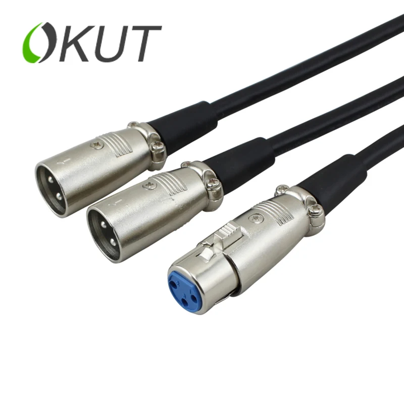 XLR 3Pin Female To Dual XLR 3Pin Male Audio Splitter Microphone