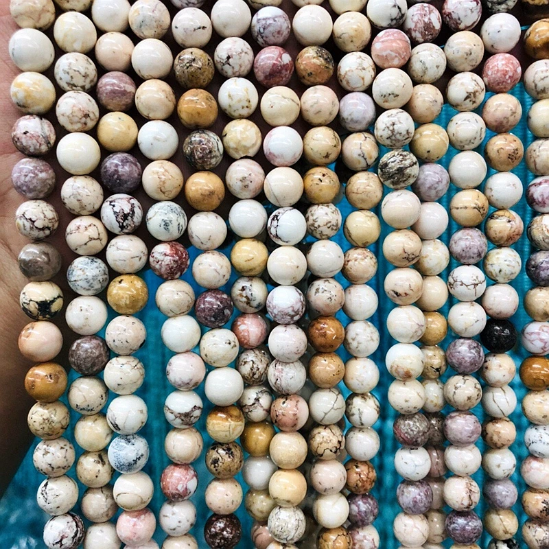 1 нитка 15," натуральные Magnesite бусины из говлита 6 мм 8 мм 10 мм 12 мм 14 мм коричневый многоцветный камень Свободные ювелирные изделия бусины