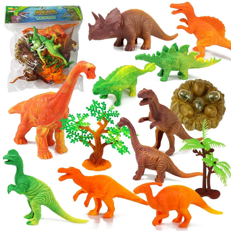 UTTORA реалистичный вид 7 "Динозавры Упаковка из 13 шт. большой пластик Ассорти фигурки динозавров с книга о динозаврах детский подарок игрушка