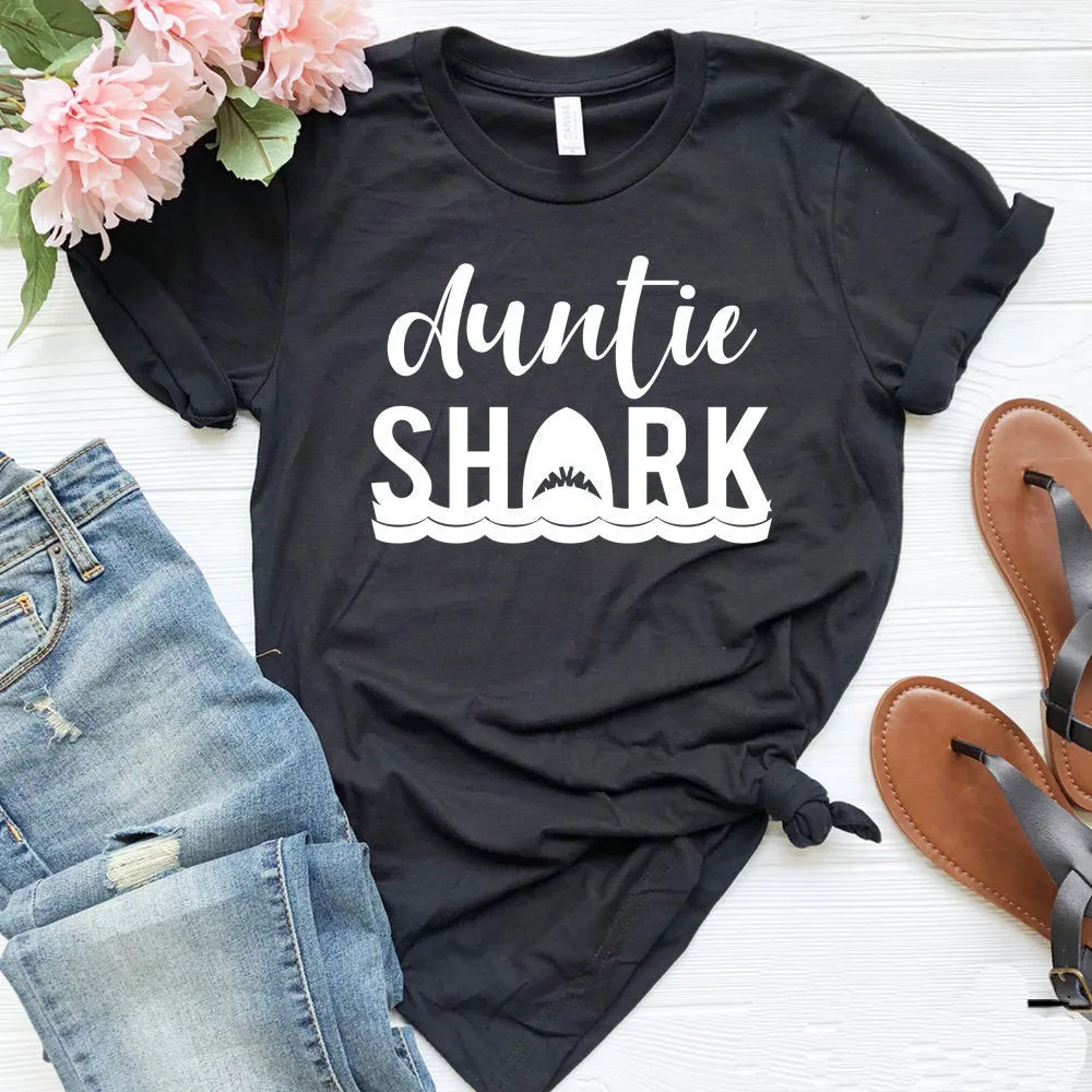 Auntie Shark женская футболка Повседневная хлопковая хипстерская забавная Футболка
