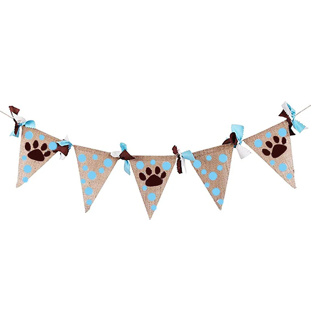 

Hessian Home Decor Cat Garlands Flags Hanging Birthday Party Pennant Decoration Reusable Pet Dog Festive Supplies Bunting Banner