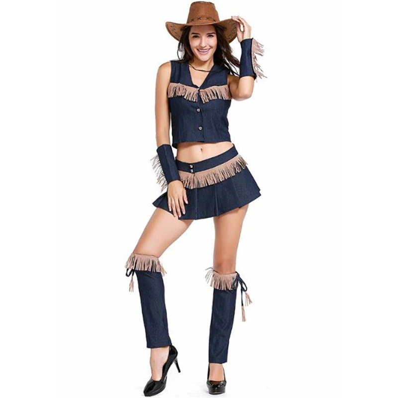 

Sexy Women Cowgirl Costume Fancy Halloween Carnival Adult Performance Party Cosplay Clothing