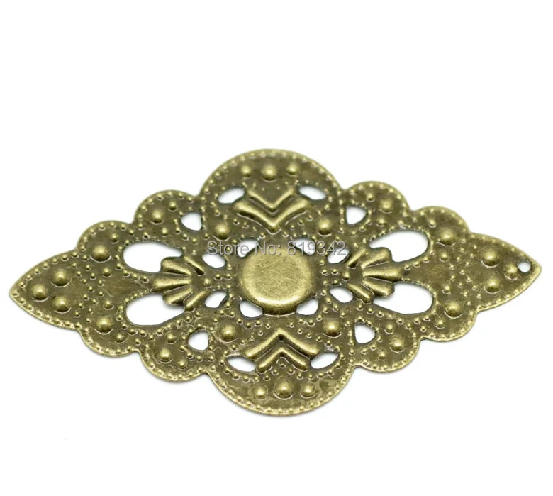 

Free shipping-50PCs Antique Bronze Filigree Wraps Connectors Crafts Gift Decoration DIY Embellishments Findings 5.2x3cm J0623