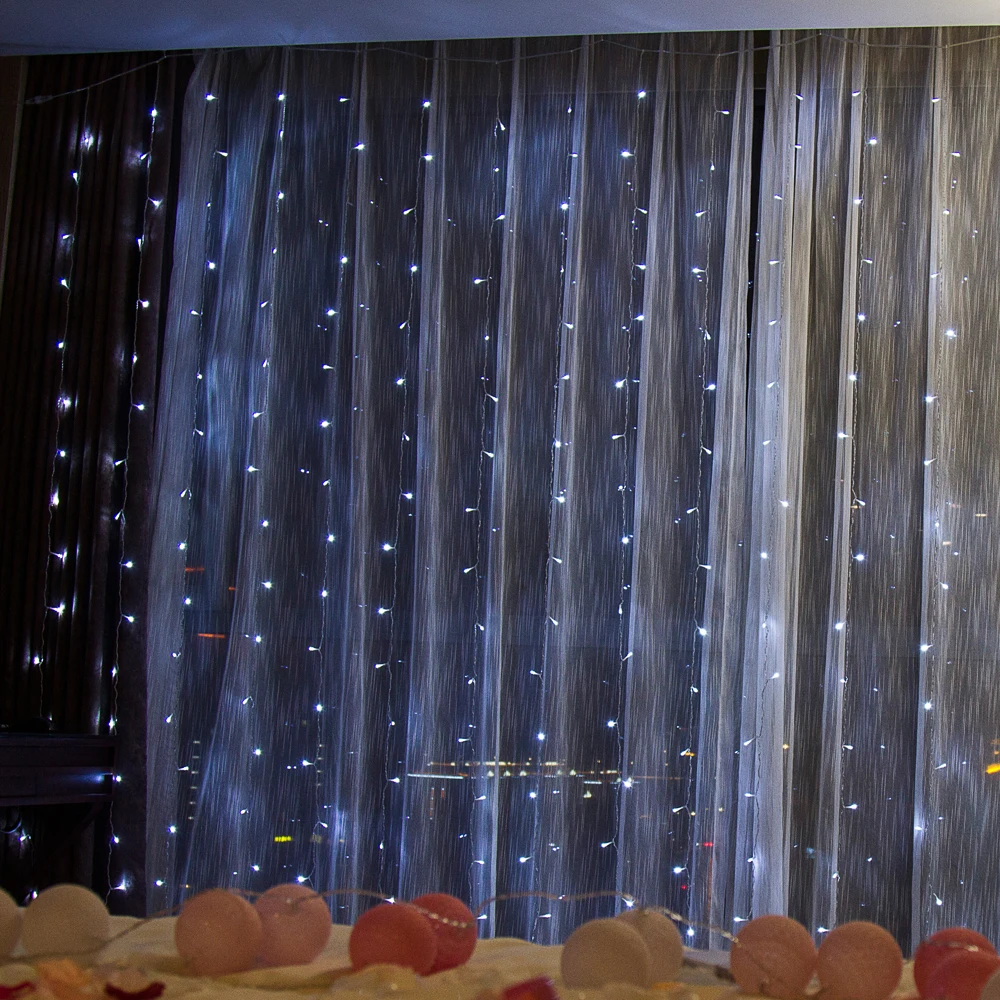 3x3m led icicle Window Curtain String Lights 300 LED Christmas lights for Wedding Party Home Garden Bedroom Wall Decorations