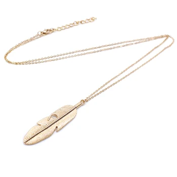 Simple Classic pendant Necklace Feather Necklace Long Sweater Chain Statement Jewelry choker Necklace for Women leaf Chocker 5