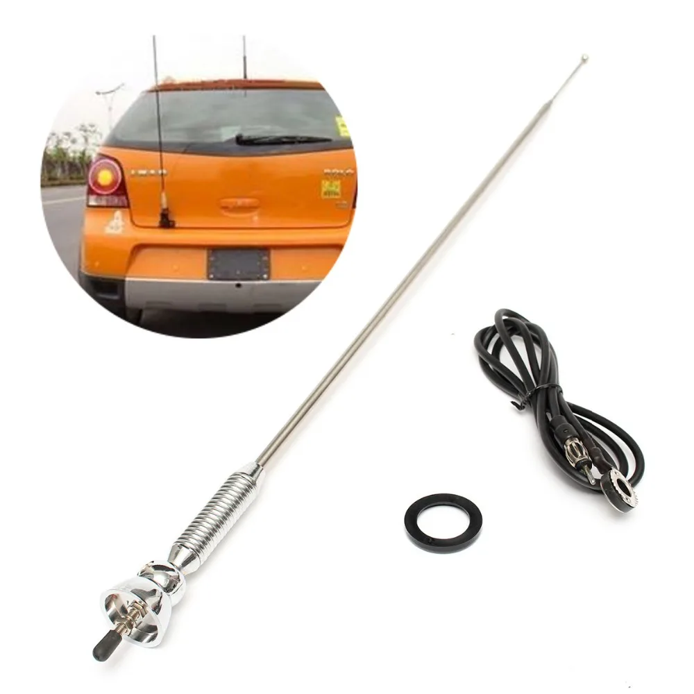 Universal Chrome Metal Car Aerial Roof Fender Booster Antenna FM/AM