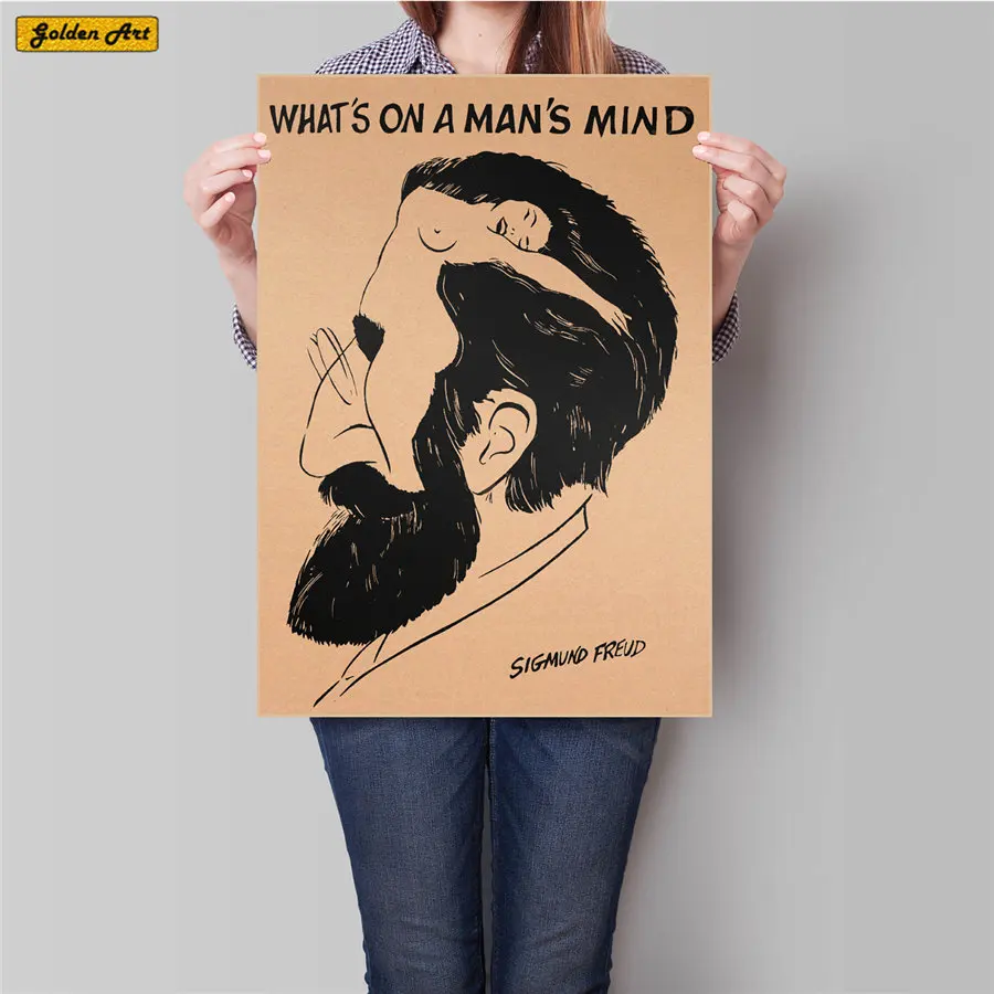 

Freud self portrait Vintage kraft paper Poster Wall Sticker Wallpaper cafe bar pub Retro Paper home decoration 45.5x31.5cm