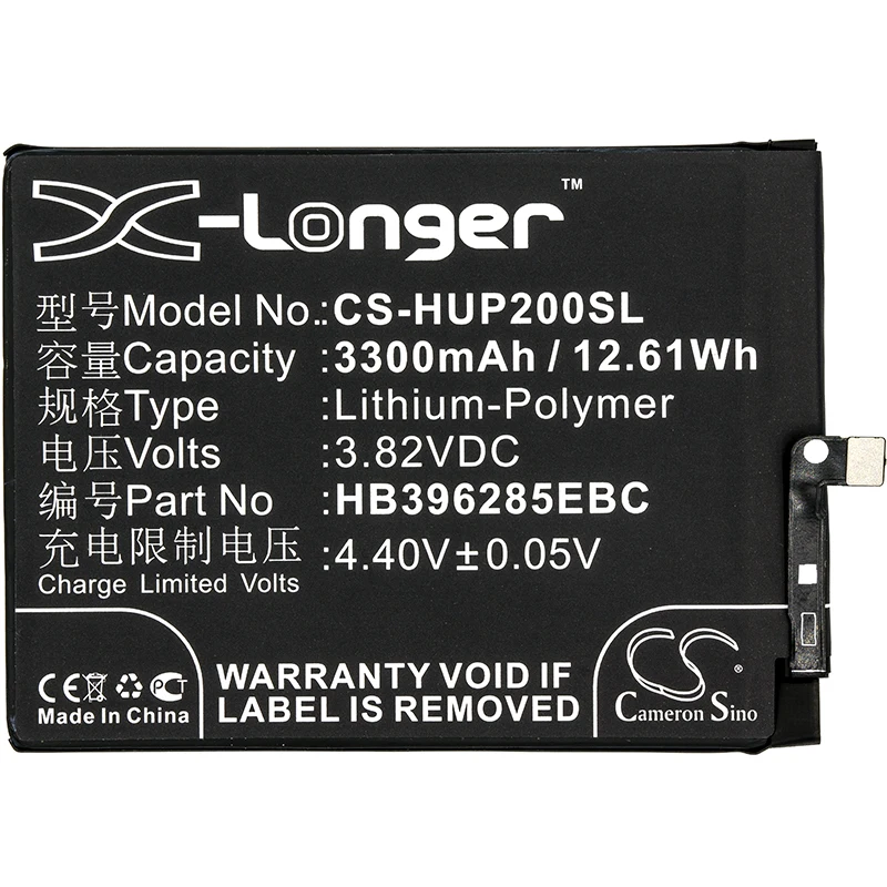 Cameron Sino Upgrade For Huawei HB396285EBC,HB396285ECW Mobile, SmartPhone Battery Li-Polymer 3300mAh / 12.61Wh Cameron Sino Upgrade For Huawei HB396285EBC,HB396285ECW Mobile, SmartPhone Battery Li-Polymer 3300mAh / 12.61Wh