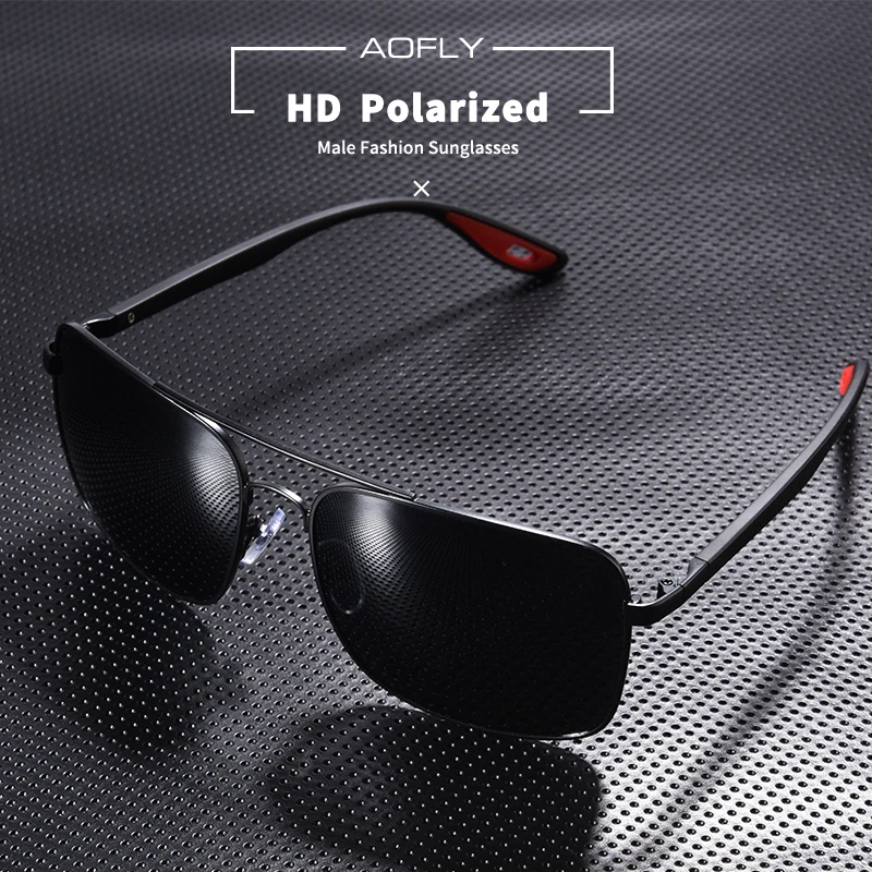 Goedkoop Aofly Brand Design Zonnebril Mannen Rijden Mannelijke Gepolariseerde Bril Klassieke Vintage Vierkant Frame Eyewear Oculos Gafas UV400 AF8187