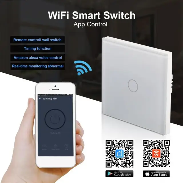 UK plug WiFi Smart Home Switch 220V 1 Button APP Control Work With Amazon Alexa voice control