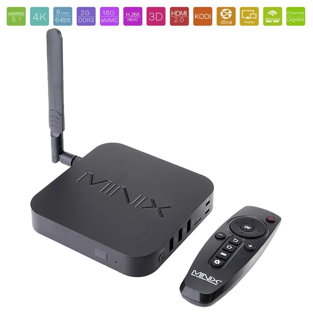 

MINIX NEO U1 Android TV Box Amlogic S905 Quad Core 2G/16G 802.11ac 2.4/5GHz WiFi H.265 HEVC 4K Ultra HD XBMC IPTV Smart TV Box