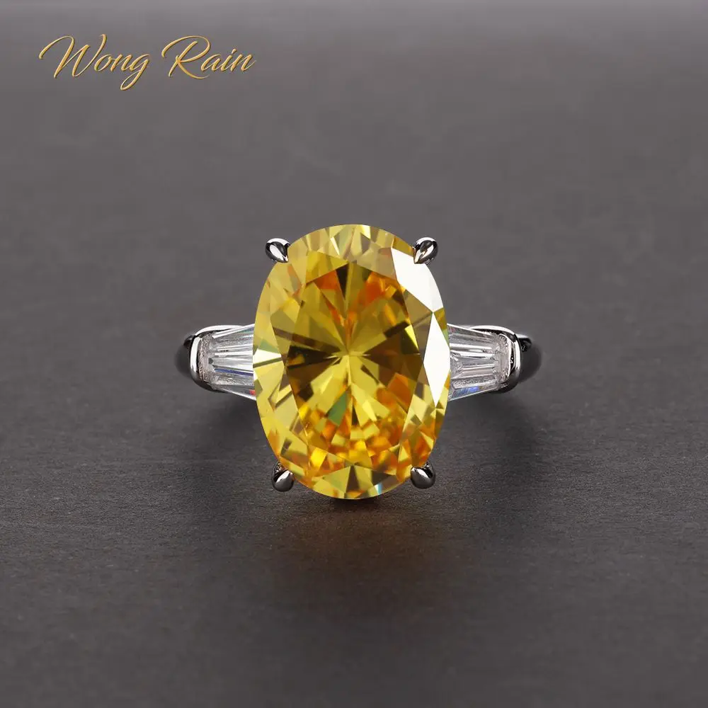 Wong Rain, классика, 925 пробы, серебряное цитриновое кольцо с драгоценным камнем по месяцу рождения, обручальное кольцо с бриллиантами, хорошее ювелирное изделие