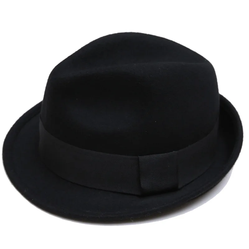 Фибоначчи новые шерстяные войлочные шляпы-федоры шапки для мужчин и женщин Манхэттен структура Гангстер Трилби боулинг, джаз шляпа - Color: Black