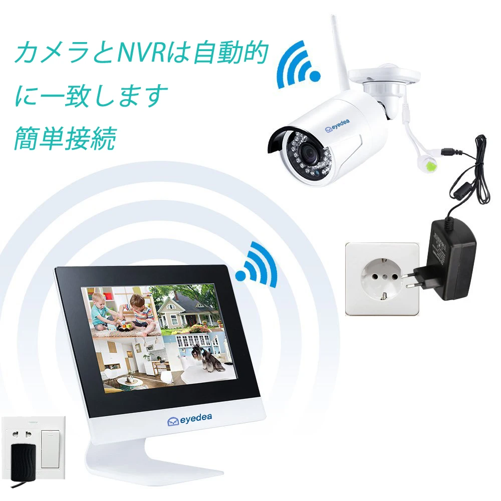 Япония склад Eyedea 4 CH HD 1080P 2.0MP WIFI беспроводной NVR 10 дюймовый монитор