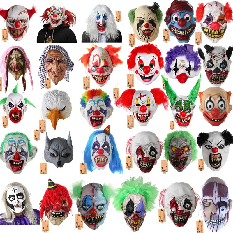 

H&D Halloween Latex Horror Clown Mask With Hair for Adults,Scary Halloween Costume Party Props Masks (33 kinds Clown)
